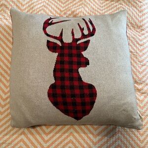 Plaid Reindeer Decorative Pillow